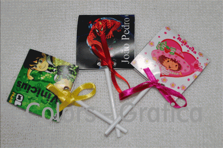 Pirulito convite pequeno - modelo 07...... R$ 1,75 unid.